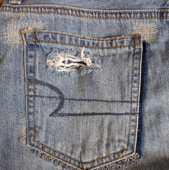American Eagle Button Fly Distressed Denim Jean Skirt Size 4 - Picture 6 of 8